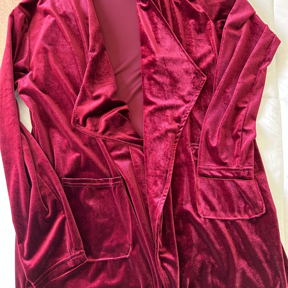 Velvet Burgundy Long Cardigan